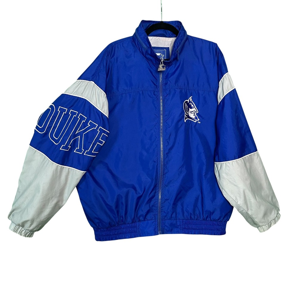 Starter Jacket Duke‎ Blue Devils Vintage 90s Packable Hood Blue Grey Korea XL